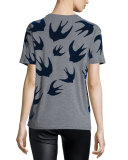 Classic Jersey Tee w/ Swallows, Stone Melange