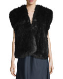 Faux-Fur Surplice Vest, Midnight Navy