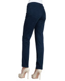 Sheri Cheetah-Print Skinny Jeans, Heritage Blue
