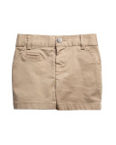 Stretch Twill Shorts, Beige, Size 2-6