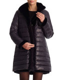 Reversible Mink Stroller Coat, Midnight Blue