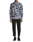 Shields Pipe-Print Shirt, Darkest Black Thread
