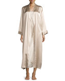 Gabriella Long Silk Robe, Beige 