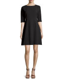 Sonia Half-Sleeve Flared Crepe Dress