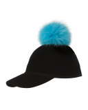 Sass Single-Pom Wool Felt Baseball Cap, Blue/Black