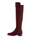 50/50 Suede Over-the-Knee Boot, Bordeaux