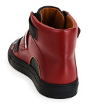 Herick Leather Low-Top Sneaker, Red/Black