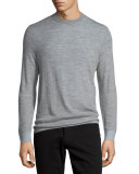 Double-Layer Crewneck Sweater, Heather Steel