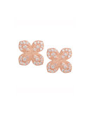 18K Rose Gold Scallop Diamond Flower Earrings