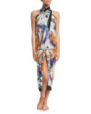 Jungle-Print Voile Pareo Coverup