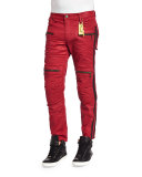 Red Racer Quilted-Knee Moto Jeans, Red