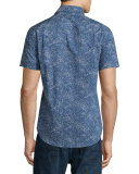 Ocean Traffic Printed Short-Sleeve Sport Shirt, Barchetta Blue