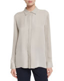 Long-Sleeve Silk Blouse