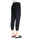 Cropped Pants W/ Elastic Cuffs