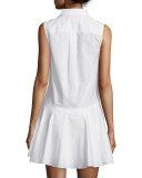 Sleeveless Tie-Waist Poplin Shirtdress, Soft White