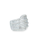 18k White Gold Round and Baguette Diamond Ring