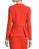 Peplum Textural-Twill Jacket, Geranium