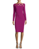 Terrie Long-Sleeve Cutout Jersey Dress, Vinaccia
