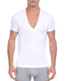 Pima Slim-Fit Deep V-Neck T-Shirt, White