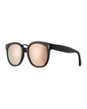 Sardinia Mirrored Square Sunglasses, Black