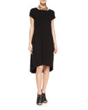 Cap-Sleeve Jersey High-Low Dress