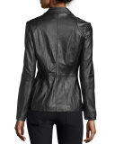Basic Solid Leather Blazer