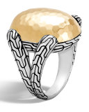 Classic Chain Hammered 18K & Silver Oval Ring