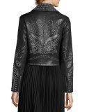 Cody Studded Lamb Leather Moto Jacket, Black