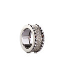 Rock and Diamond Slim 18K White Gold Ring, Size 6.5