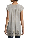 Seal Short-Sleeve Long Lace-Hem Tunic, Plus Size