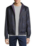 Reversible Floral-Print Bomber Jacket, Navy