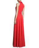 Sleeveless Halter Gown w/Chiffon Belt