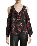 Roland Floral-Print Cold-Shoulder Blouse, Canna