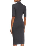 Mock-Neck Ribbed Sweater Dress