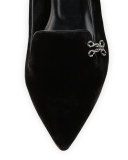 Winona Velvet Pointed-Toe Flat, Black