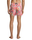 Large Paisley Swim Trunks, Red