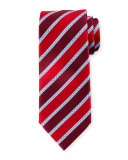 Satin-Striped Silk Tie, Red/Navy
