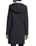 Hooded Asymmetric-Zip Parka, Nero