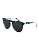 Atomic Rounded Square Sunglasses, Blue/White