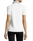 Slim-Fit Polo Shirt with Check Trim, White