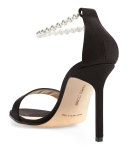 Chaos Pearly Ankle-Wrap Sandal, Black