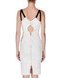 Elvaston Sleeveless Sheath Dress, White/Black
