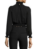 Hera Cropped Frill Silk Blouse