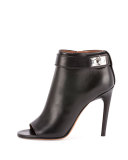 Shark-Lock Open-Toe Bootie, Black