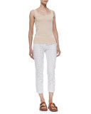 Samantha Cropped Eyelet Pants, Optic White