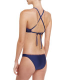 Stitch High-Neck Swim Top, Navy