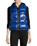 Mapleford 2-in-1 Glossy Puffer Jacket w/ Zip-Off Sleeves, Blue