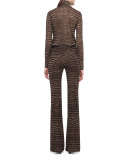 Farrah Cheetah-Print Boot-Cut Pants, Date/Steppe