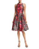 Sleeveless Striped Fit-and-Flare Dress, Multicolor