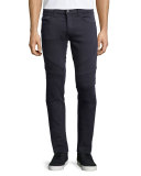 Bearden Skinny-Leg Moto Jeans, Storm Blue